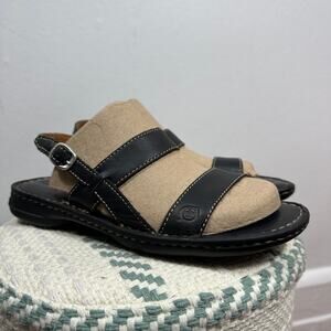Born Womens Black Leather Slingback Sandals Comfort Walking Size 39 EU